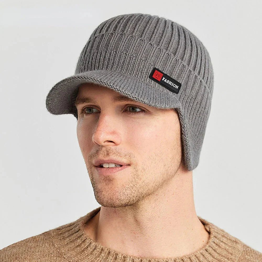 New Winter Men'S Hat – Outdoor Ear Protection Warm Knitted Cap with Windproof Visor, Thick Bicycle Scarf Cap for Men - Mi tiendaMi tiendaNavy BlueNew Winter Men'S Hat – Outdoor Ear Protection Warm Knitted Cap with Windproof Visor, Thick Bicycle Scarf Cap for Men