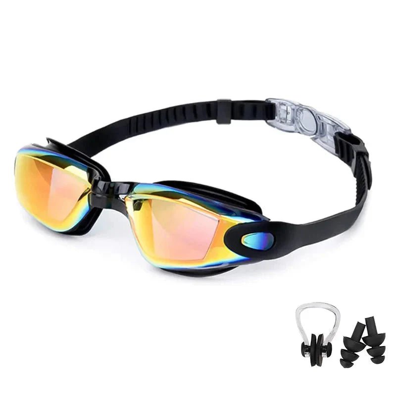 Swimming Goggles for Men & Women – Anti - Fog UV Protection, Waterproof, Adjustable Silicone Swim Goggles for Adults & Kids - Mi tiendaMi tiendaBlack OrangeEBAB60