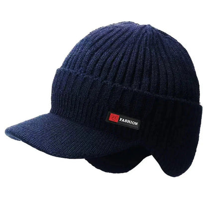 New Winter Men'S Hat – Outdoor Ear Protection Warm Knitted Cap with Windproof Visor, Thick Bicycle Scarf Cap for Men - Mi tiendaMi tiendaNavy Blue233B93
