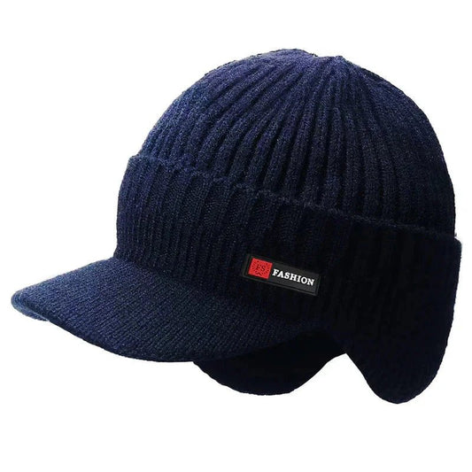 New Winter Men'S Hat – Outdoor Ear Protection Warm Knitted Cap with Windproof Visor, Thick Bicycle Scarf Cap for Men - Mi tiendaMi tiendaNavy Blue233B93