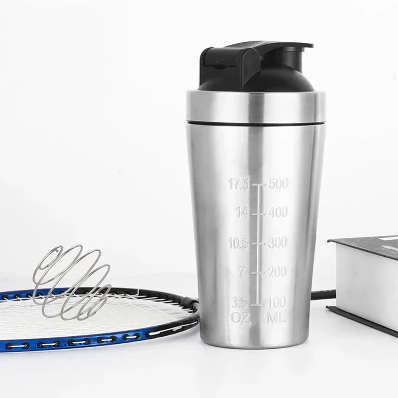 Shaker de Acero Inoxidable 500/750ml - Aury SportAury Sport500Ml - SilverProtein Powder Shaker Bottle 500/750Ml Leak Proof Water Bottle for Gym Fitness Sport Whey Shakes Cup with Scale Stainless Steel